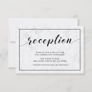Marble & Black Modern Typography Wedding Reception Invitation