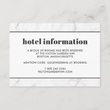 Marble Black & White Mariage Hotel Carte de voyage