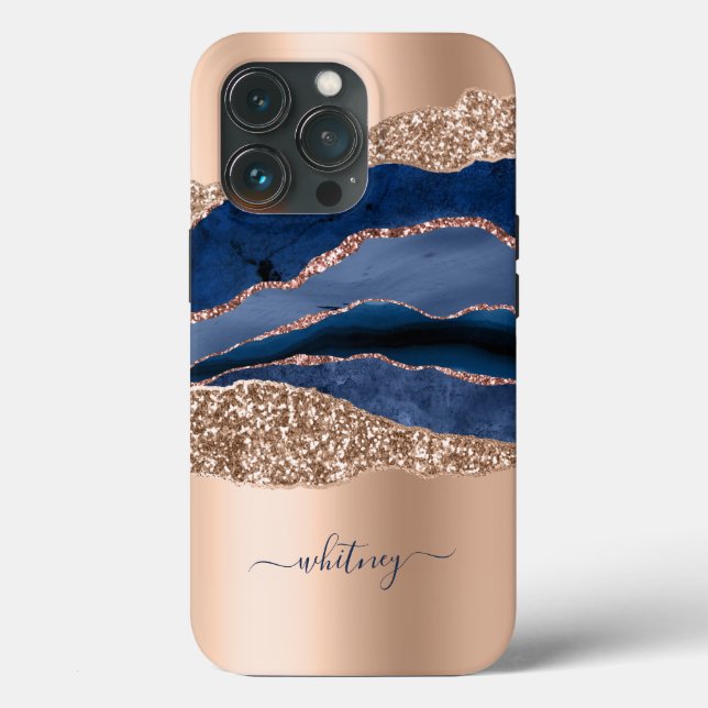 Marble Blue Geode Gold Glitter Case-Mate iPhone Case (Back)