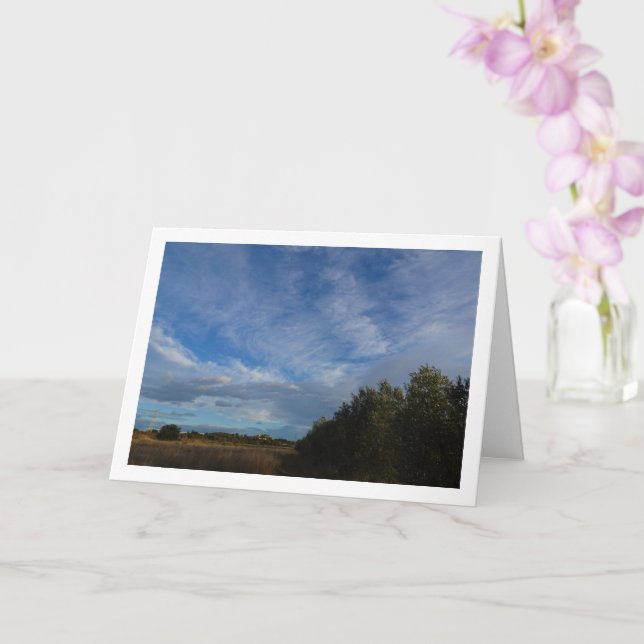 Marble Blue Sky and Clouds, Skyscape Card (Orchid)