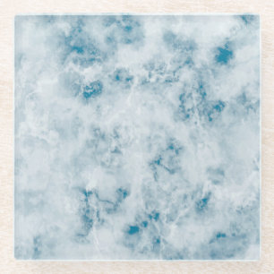 Marble Blue Texture Background Glass Coaster