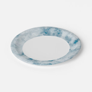 Marble Blue Texture Background Paper Plate