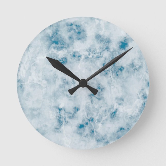 Marble Blue Texture Background Round Clock (Front)