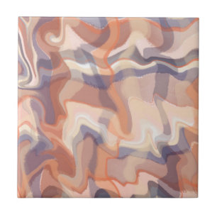 Marble boho tartan swirl orange terracotta purple tile