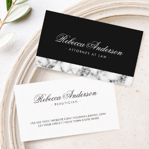Marble border calligraphy script elegant black business card