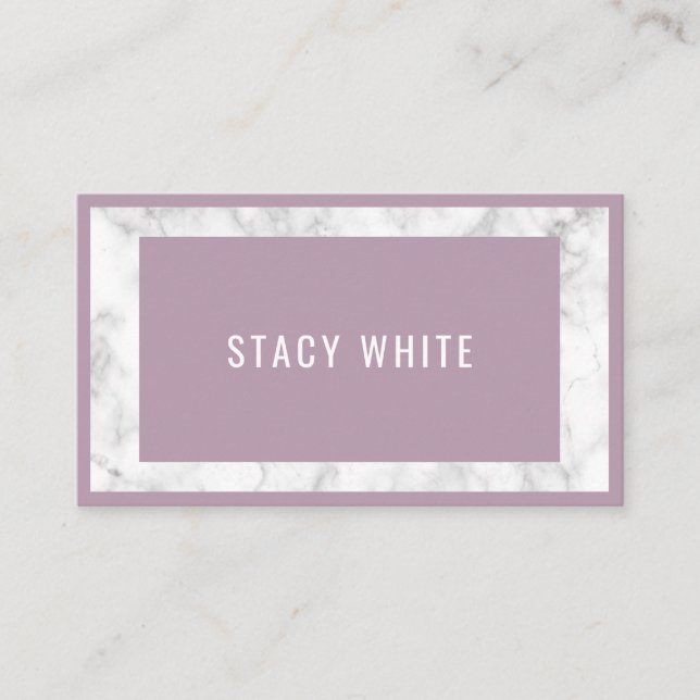 Marble Border Minimal Modern Trendy Purple Business Card (Front)