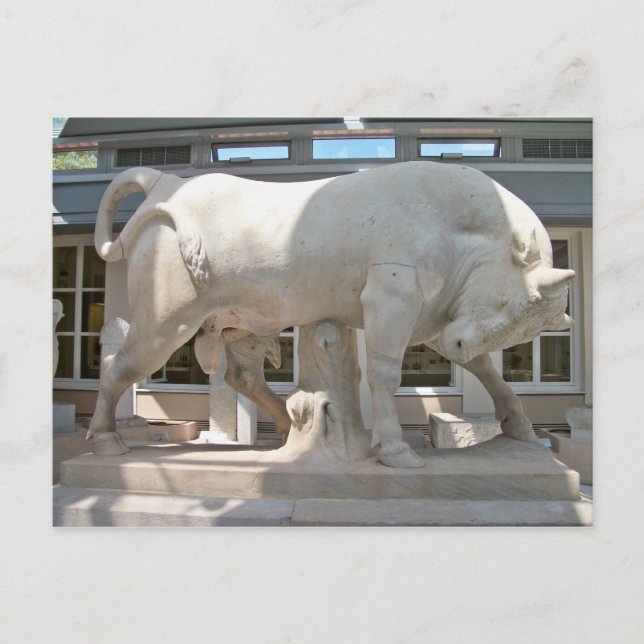 Marble Bull  on a high pedestal postcard (Front)