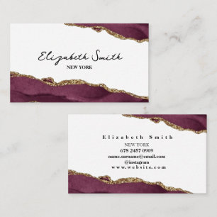 Marble Burgundy &  Gold Business Card