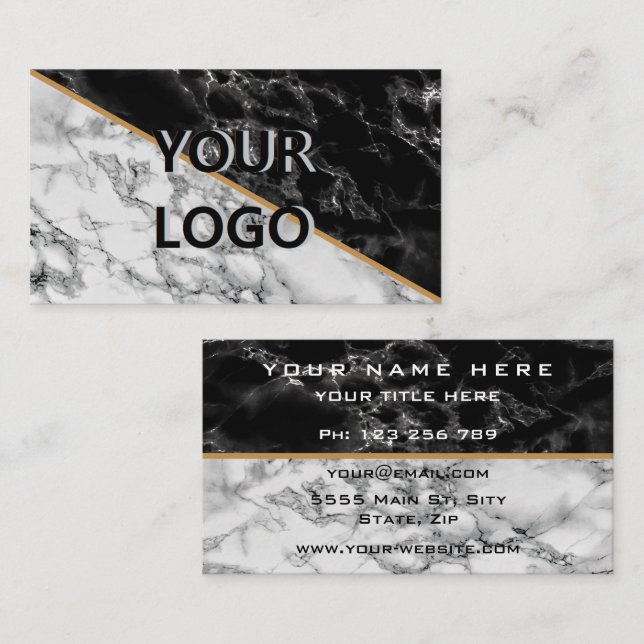 Marble Carte de visite Votre Logo Nom Adresse Info (Devant / Derrière)