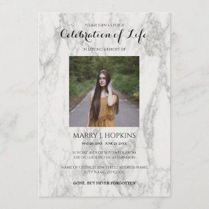Marble Celebration of Life Invitation with Photo