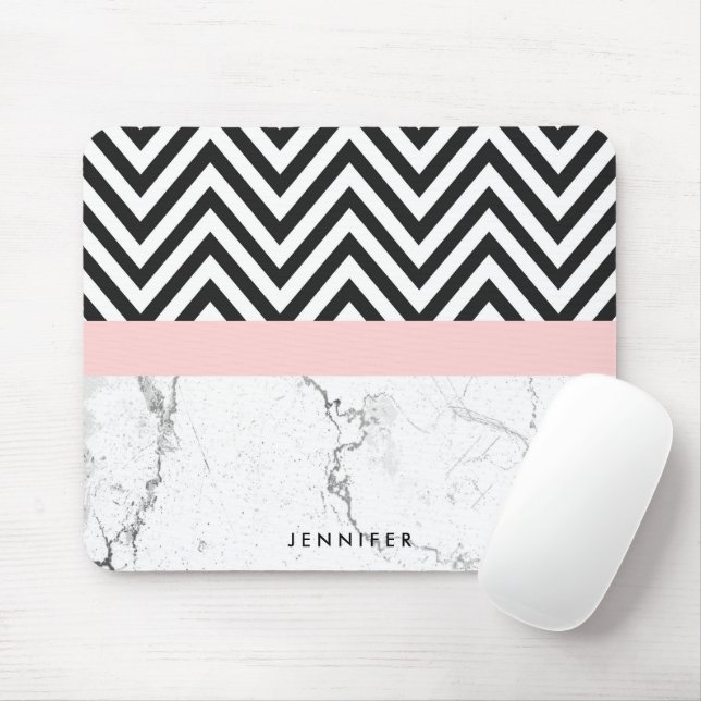 Marble & Chevron Mouse Pad (With Mouse)