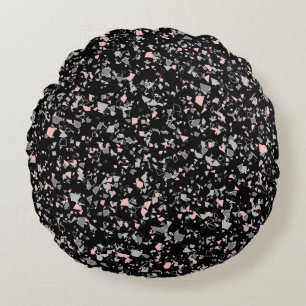 Marble chips stone shapes pieces abstract textured round pillow