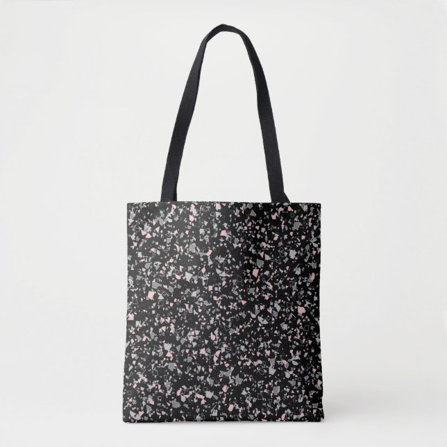 Marble chips stone shapes pieces abstract textured tote bag (Front)