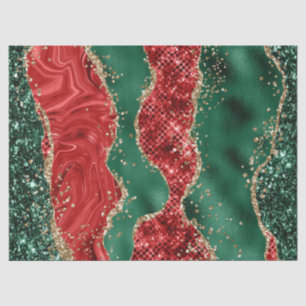 Marble Christmas Red, Green and Gold Glitter Agate Tissue Paper