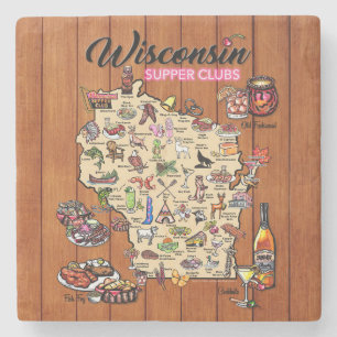 Marble Coaster - Wisconsin Supper Club Map