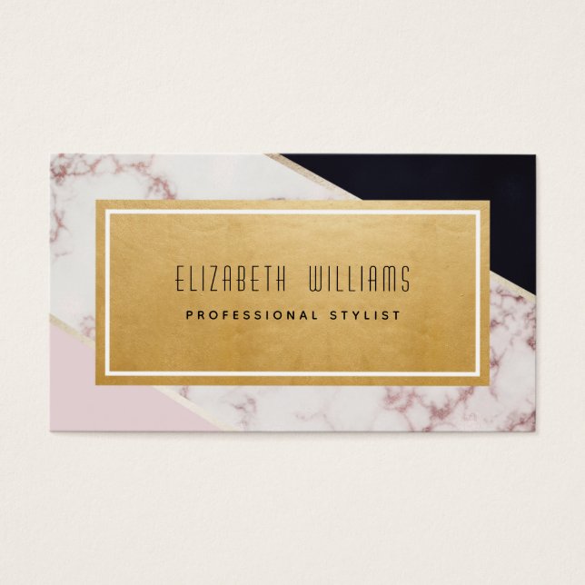 Marble Color Block Stylist Business Cards (Front)