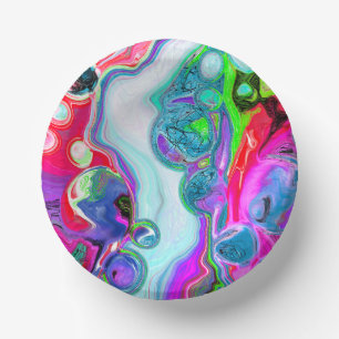 Marble Colorful Fluid Art   Paper Plate