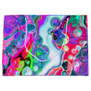 Marble Colourful Fluid Art Birthday Large Gift Bag