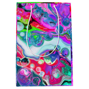 Marble Colourful Fluid Art Birthday Medium Gift Bag