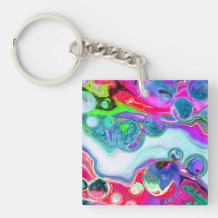 Marble Colourful Fluid Art    Keychain