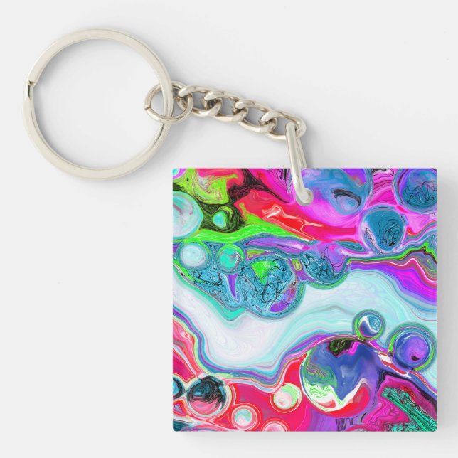 Marble Colourful Fluid Art    Keychain (Front)