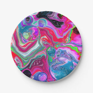 Marble Colourful Fluid Art  Paper Plate