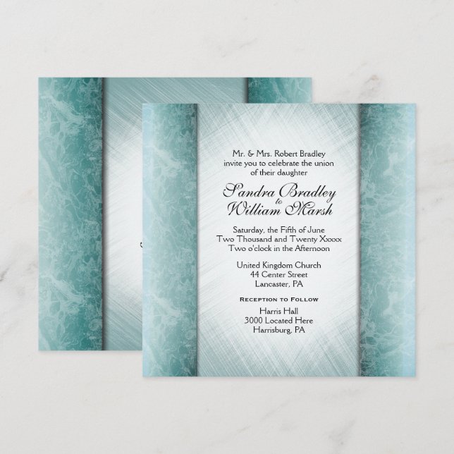 Marble Columns Mint Wedding Invitations (Front/Back)
