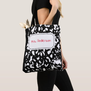 Marble Composition Notebook Personalized Tote Bag