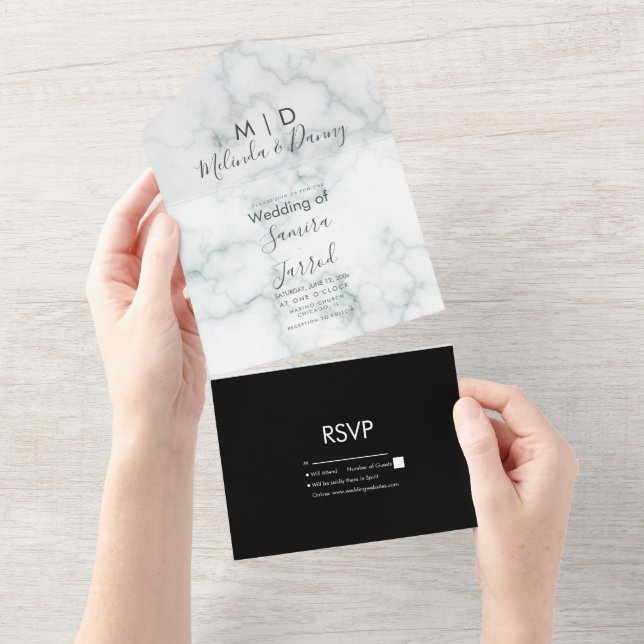 Marble Concrete Grey All In One Invitation (Tearaway)