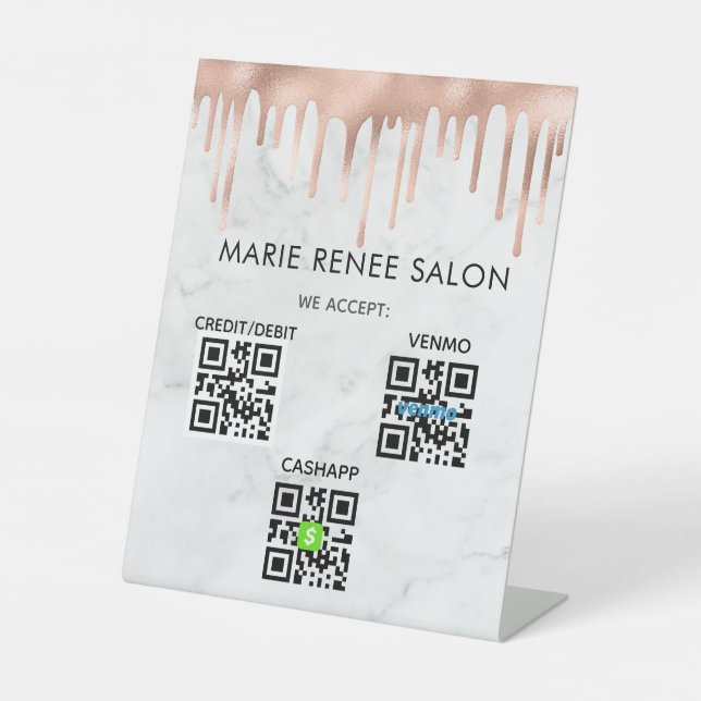 Marble Contactless QR Code Scan to Pay Pedestal Sign (Front)