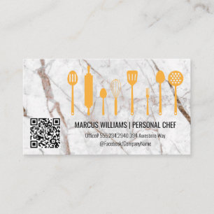 Marble Cooking Utensils QR Scan Label Business Card