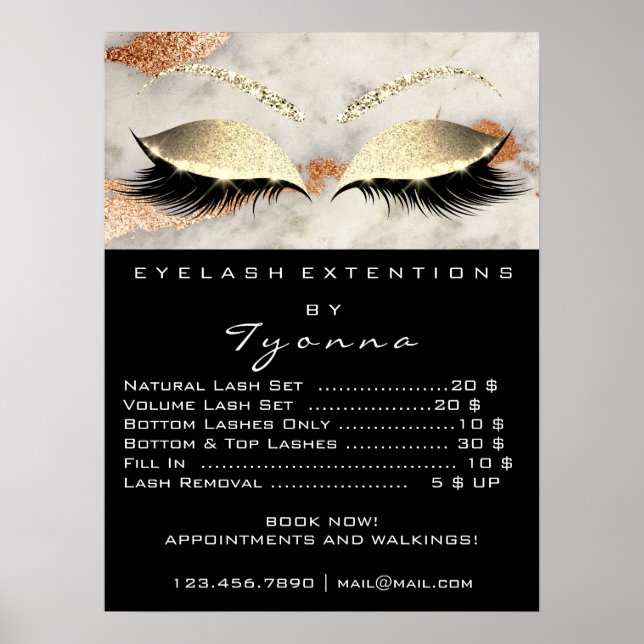 Marble Copper Gray Makeup  Eyes Lashes Prices Poster (Front)
