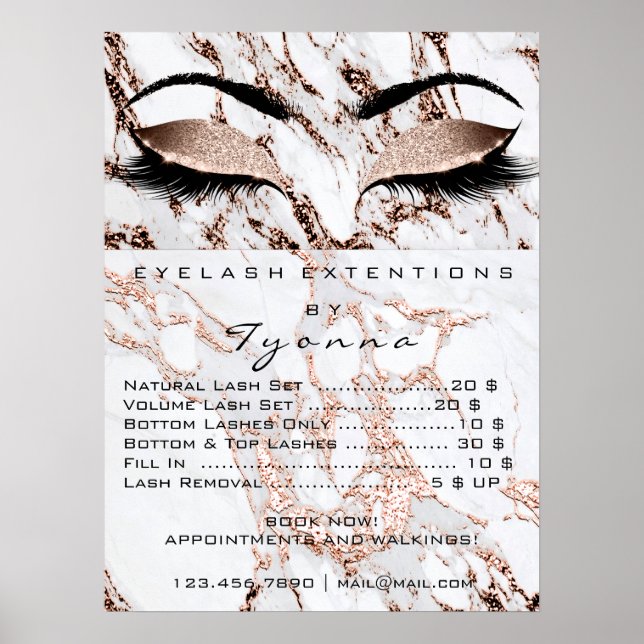Marble Copper  Makeup Artist Eyes Lashes Prices Poster (Front)