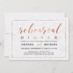 Marble & Copper   Modern Wedding Rehearsal Dinner Invitation