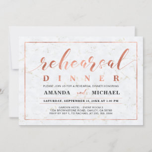 Marble & Copper Modern Wedding Rehearsal Dinner Invitation