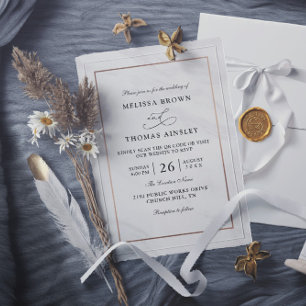 Marble Deluxe Modern Budget QR Code Wedding Invitation