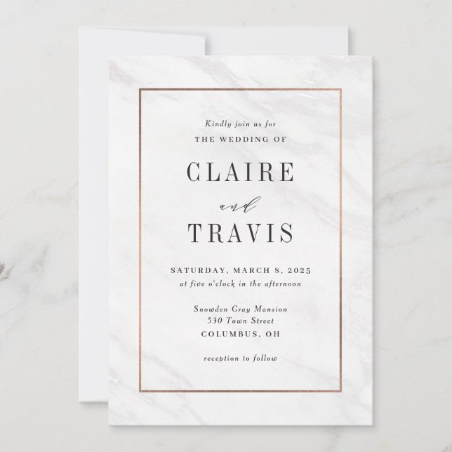 Marble Deluxe Modern Wedding Invitation MAR (Front)