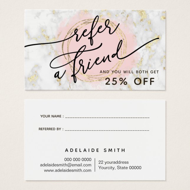  marble design referral card (Front & Back)