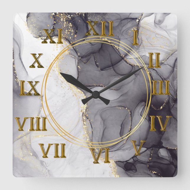 Marble design roman numeral wall clock (Front)