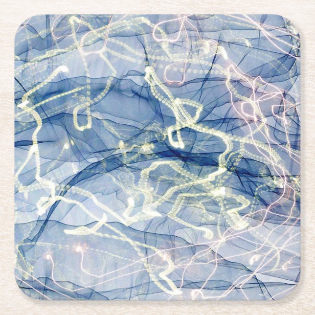 Marble Digital Modern Abstract Art Square Paper Coaster (Front)