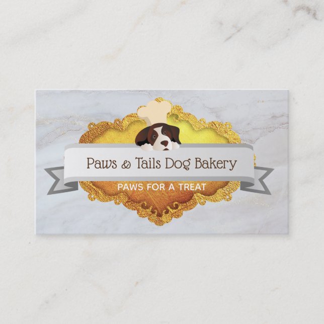 Marble Dog chef logo Dog bakery Business Cards (Front)