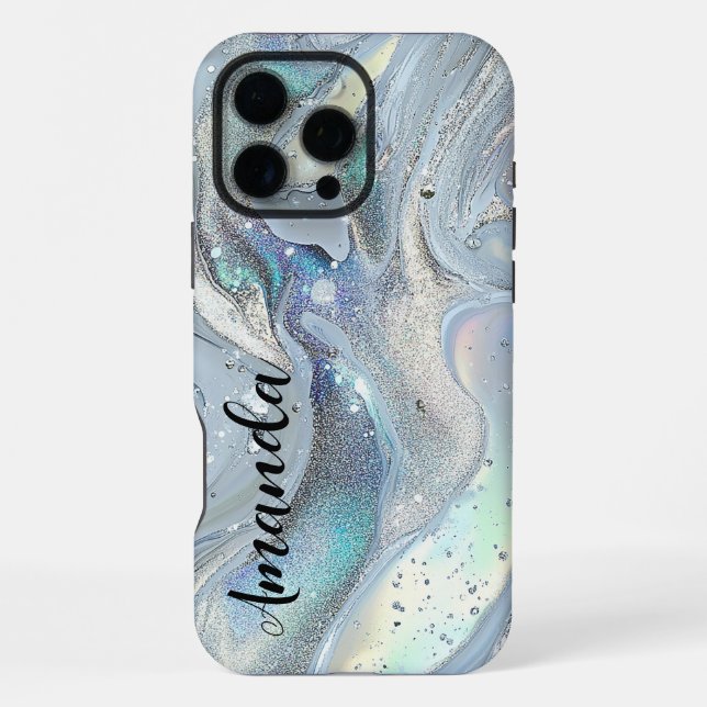 Marble Dreams in Blue iPhone Case (Back)