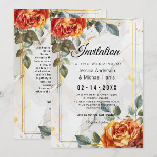 Marble Dreams: Orange Rose Elegance Collection Invitation