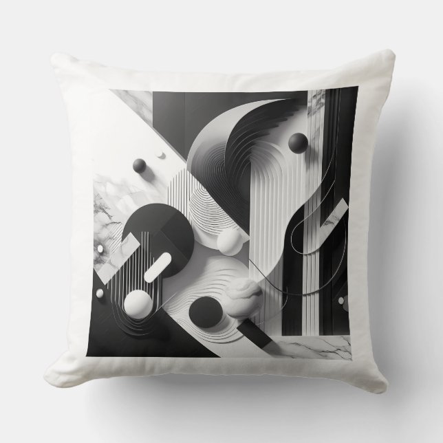 Marble Echoes of Silent Geometry Throw Pillow (Front)