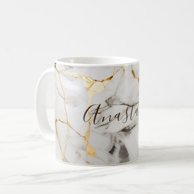 Marble effect with gold colour accents Mug (Front Left)
