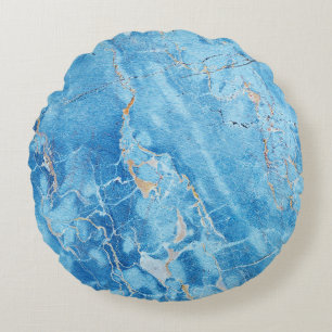 Marble Elegance: Natural Textured Surface. Round Pillow