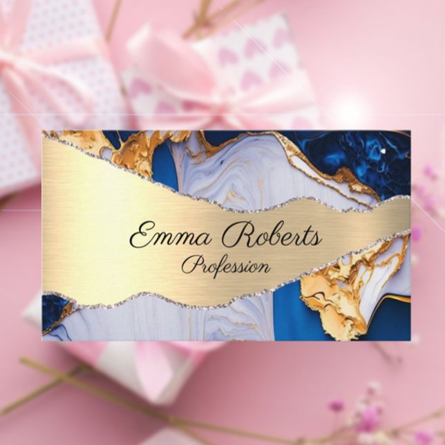 Marble Elegant Typography Teal Agate business card (Creator Uploaded)