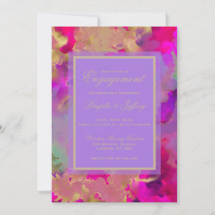 Marble engagement purple, gold, pink custom   save the date