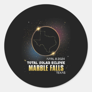 Marble Falls Texas Total Solar Eclipse 2024 1 Classic Round Sticker