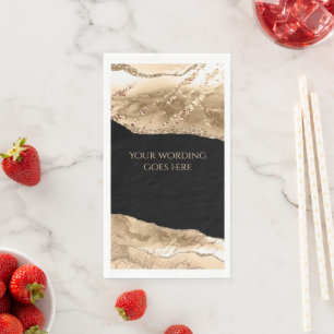 Marble faux gold black agate geode watercolor napkin